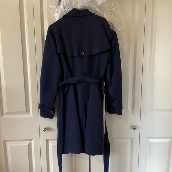 New York & Co Double Breasted Belted Trench Coat, Navy Blue, Large - Picture 2 of 6